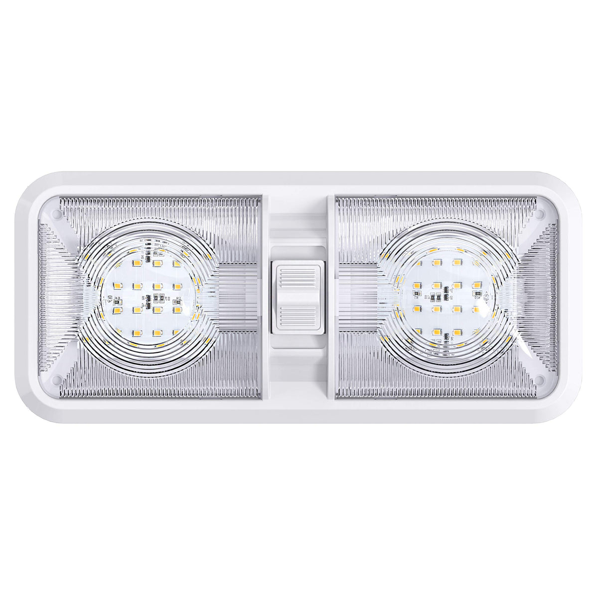 Mroace 12V LED Double Dome RV Ceiling Light with ON/OFF Switch