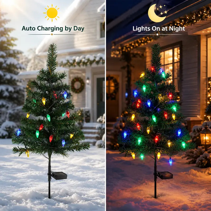 Mroace Waterproof Solar LED Christmas Tree Pathway Lights Set