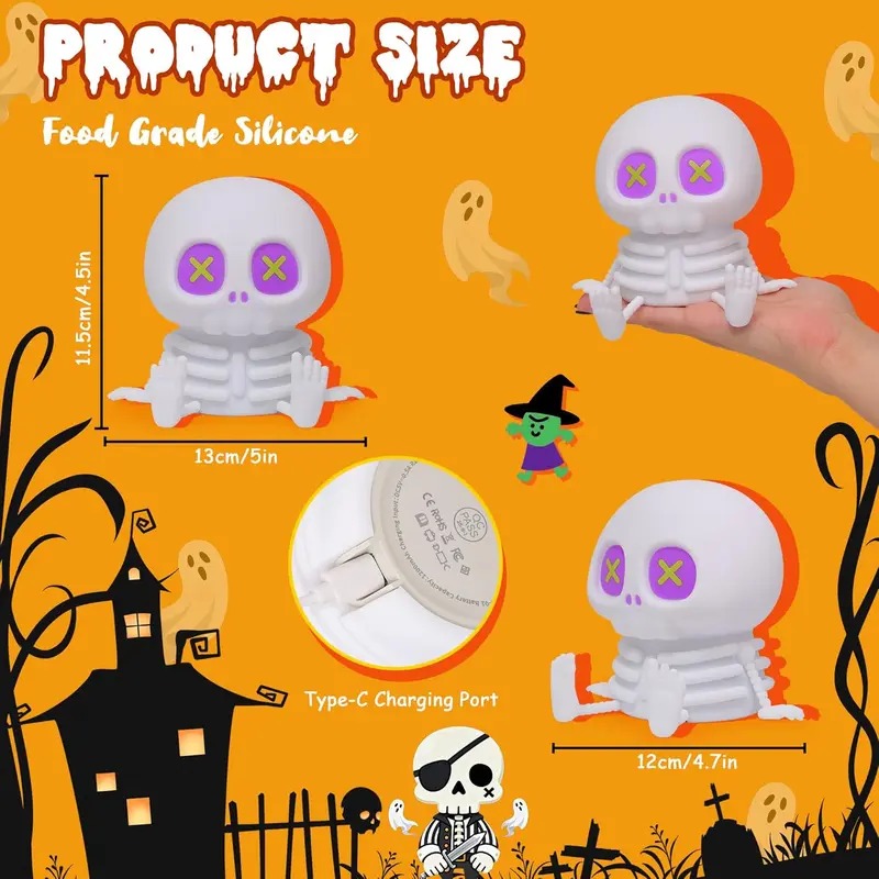 Mroace Touch Control Silicone Skull Night Light