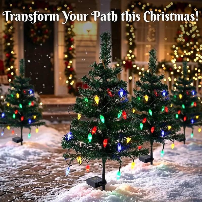 Mroace Waterproof Solar LED Christmas Tree Pathway Lights Set