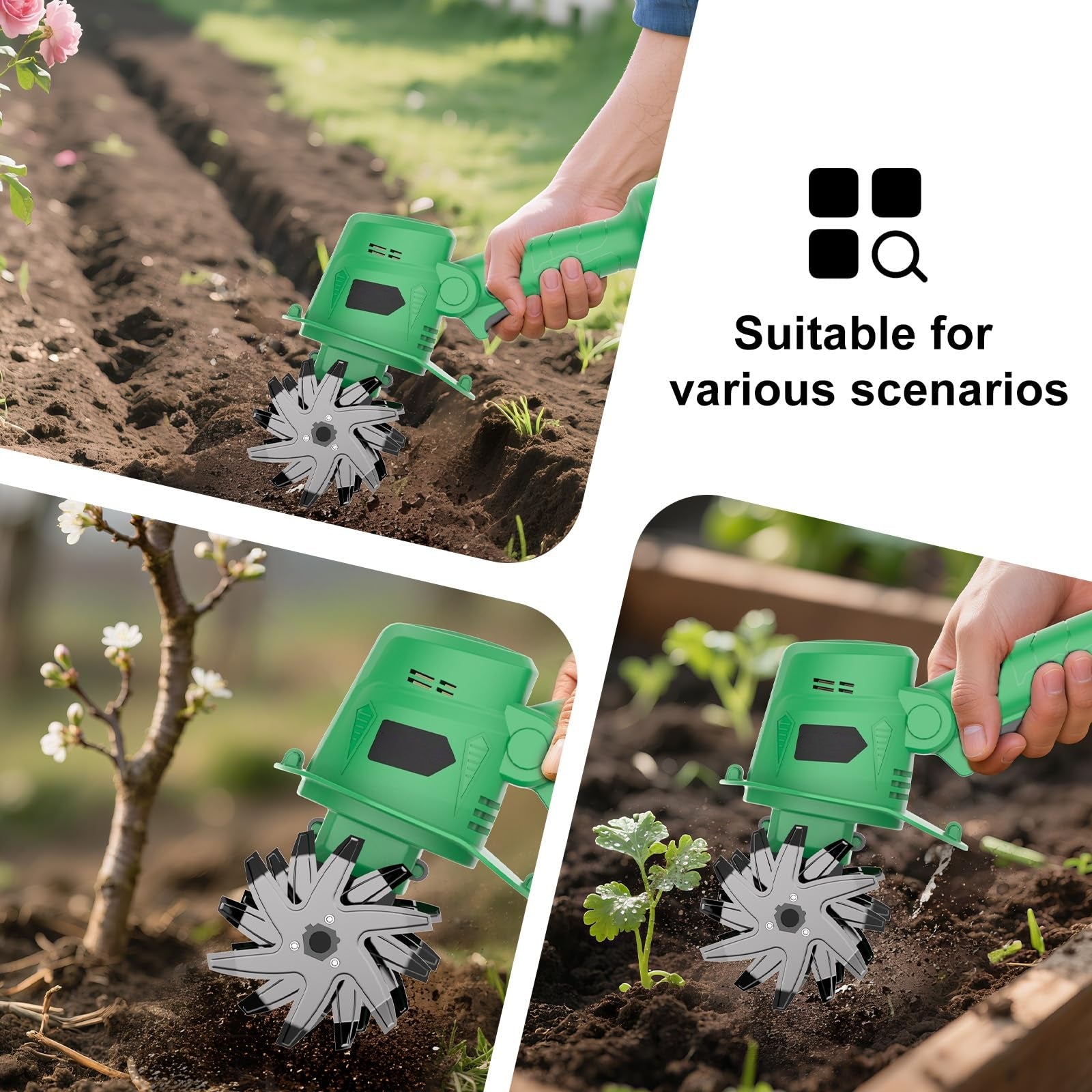 Mroace 20V Cordless Tiller Cultivator for Gardening
