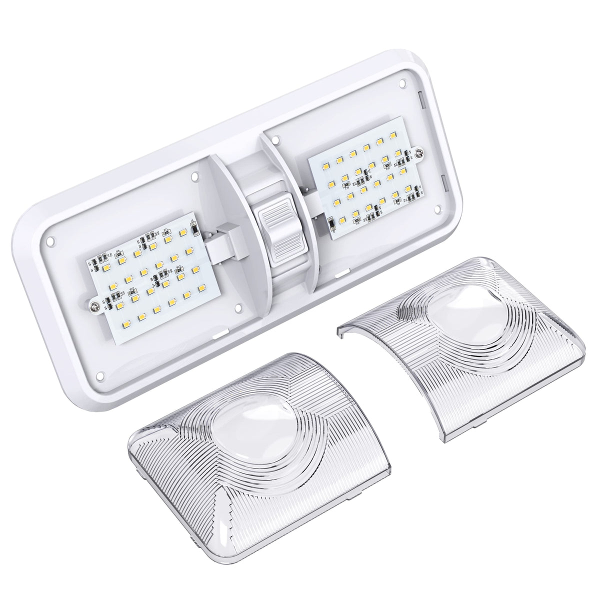 Mroace 12V LED Double Dome RV Ceiling Light with ON/OFF Switch