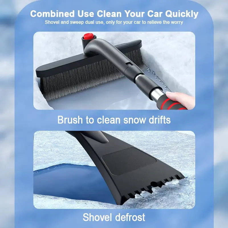 Mroace Adjustable Extendable Car Snow Shovel with Detachable Broom and Ice Scraper