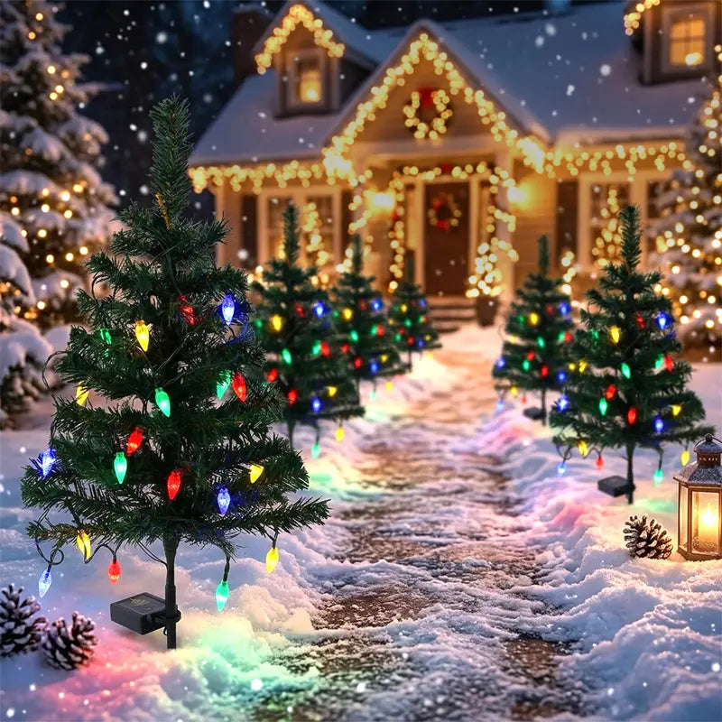 Mroace Waterproof Solar LED Christmas Tree Pathway Lights Set