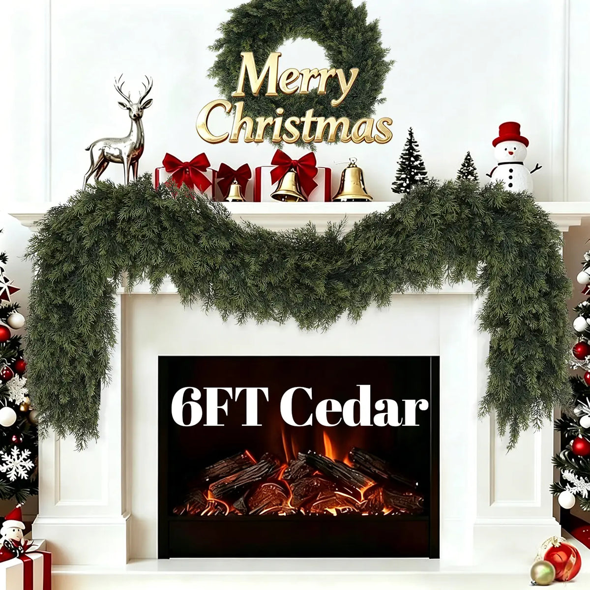 Mroace Realistic Artificial Cedar Christmas Garland