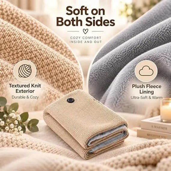 Mroace USB Heated Fleece Shawl Blanket With Adjustable Temperature