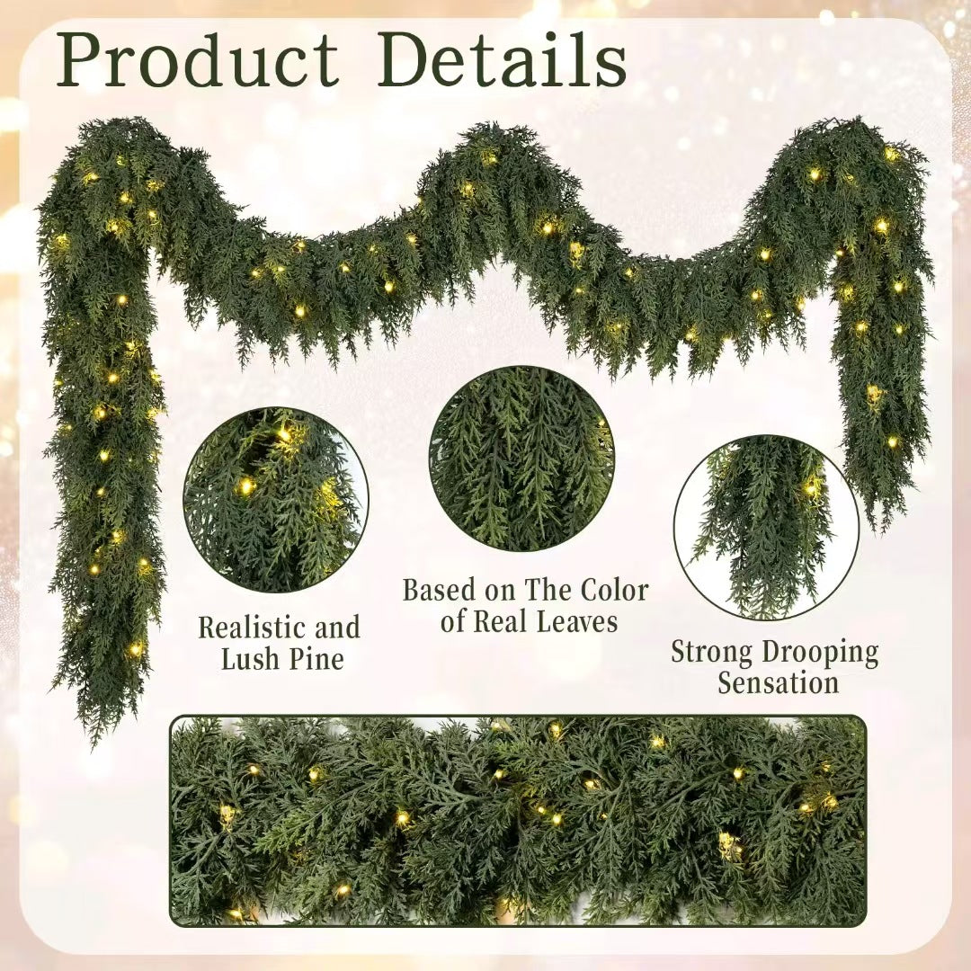 Mroace Realistic Artificial Cedar Christmas Garland