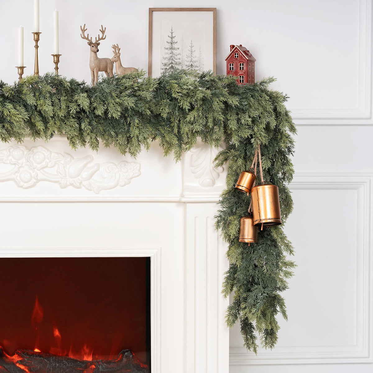 Mroace Realistic Artificial Cedar Christmas Garland
