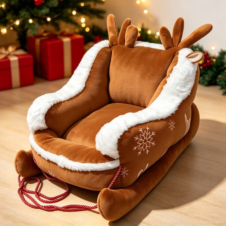 Mroace Plush Santa Sleigh Christmas Pet Bed