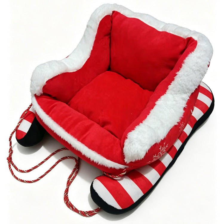 Mroace Plush Santa Sleigh Christmas Pet Bed