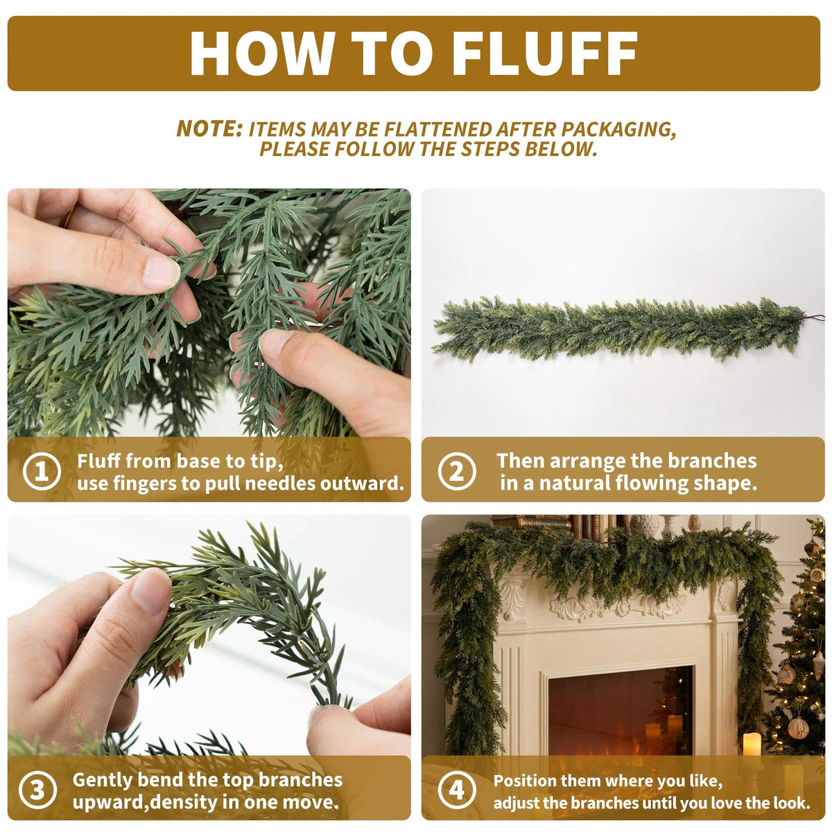 Mroace Realistic Artificial Cedar Christmas Garland