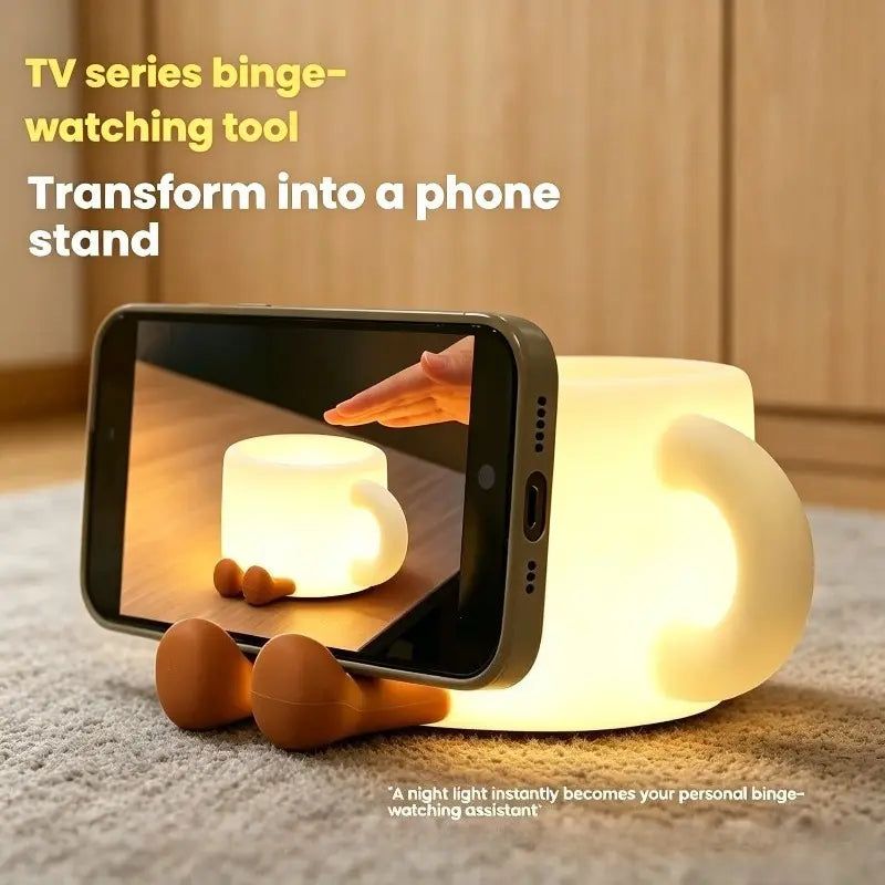 Mroace Multifunctional Silicone Coffee Mug Night Light With Phone Stand