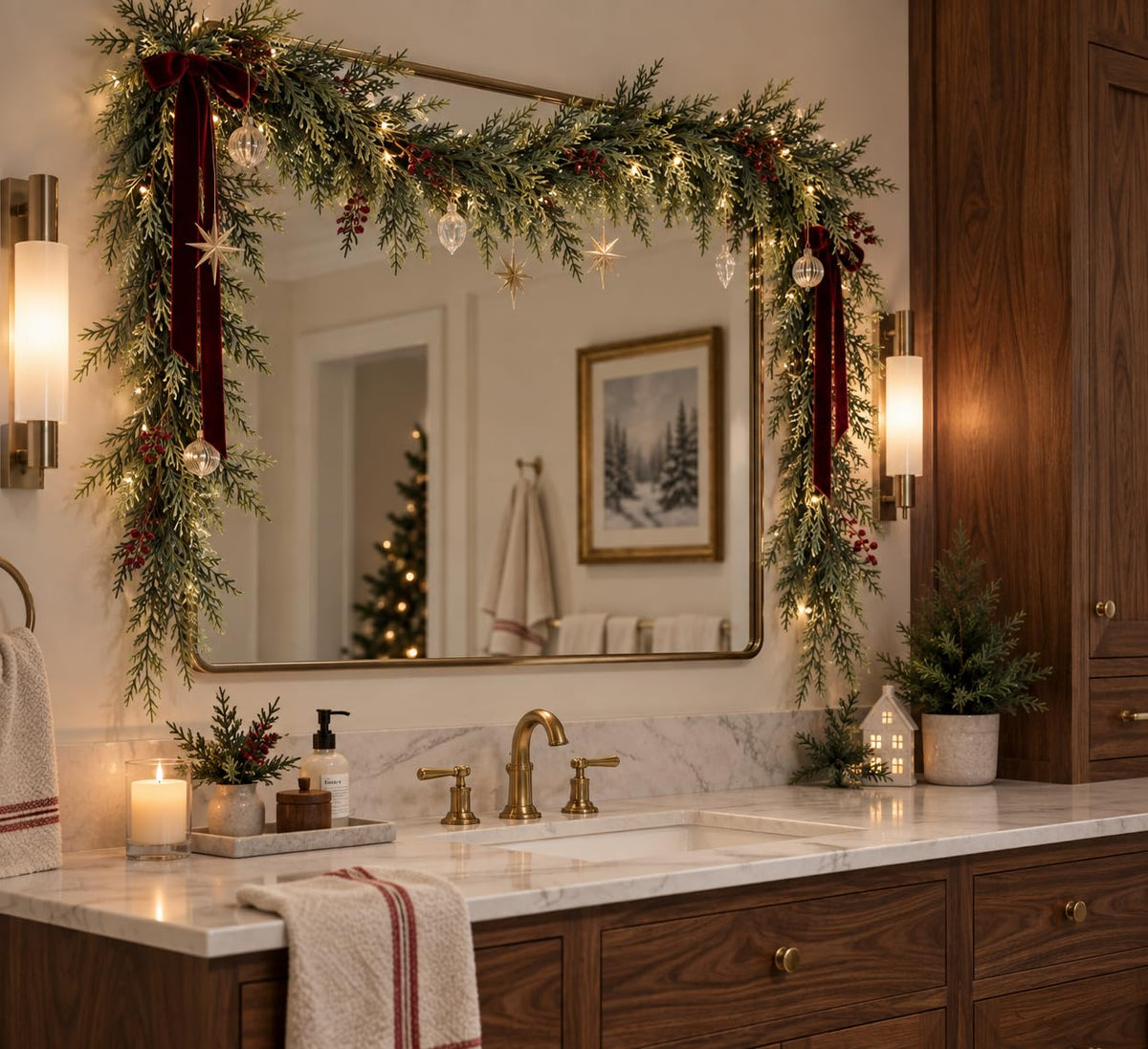 Mroace Realistic Artificial Cedar Christmas Garland