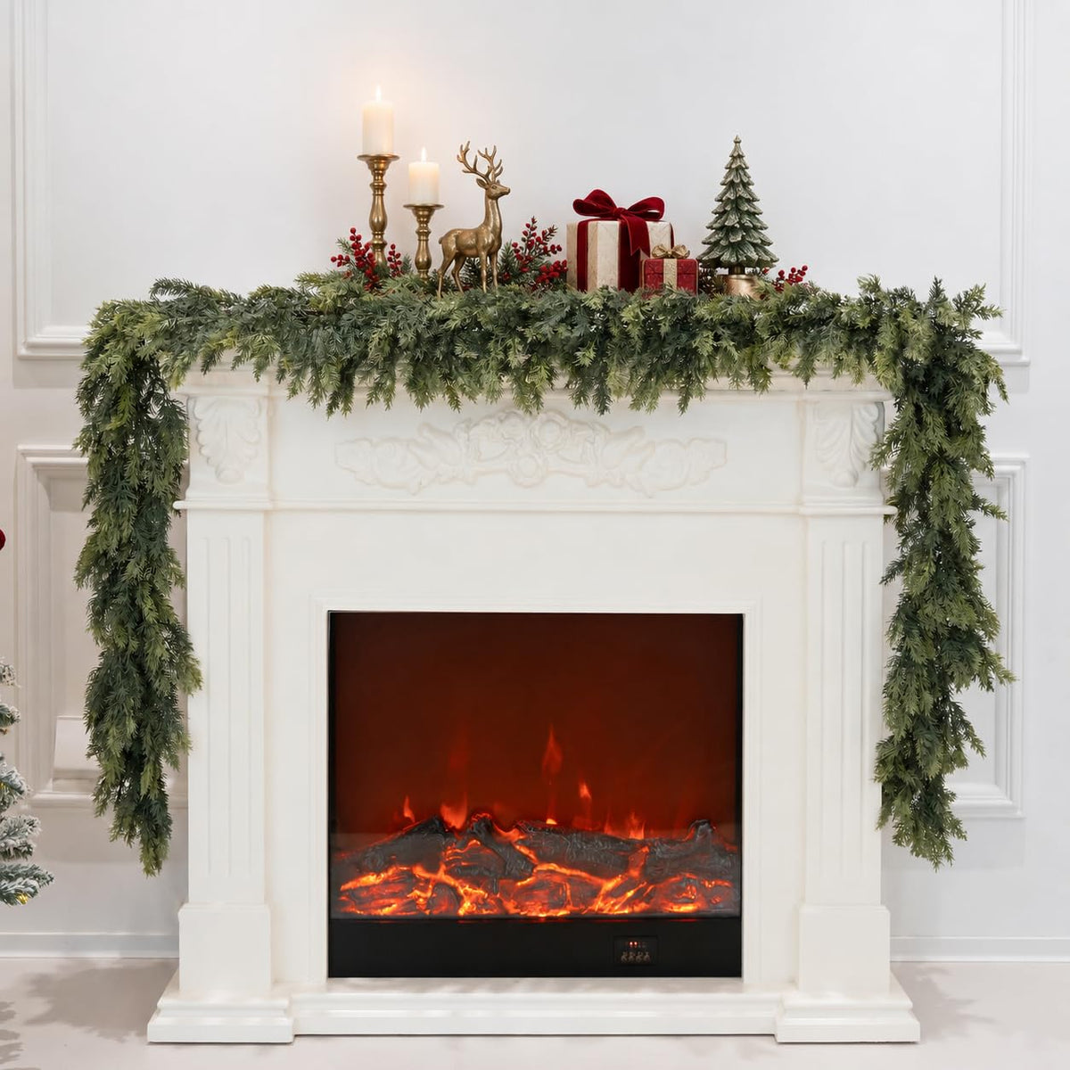 Mroace Realistic Artificial Cedar Christmas Garland