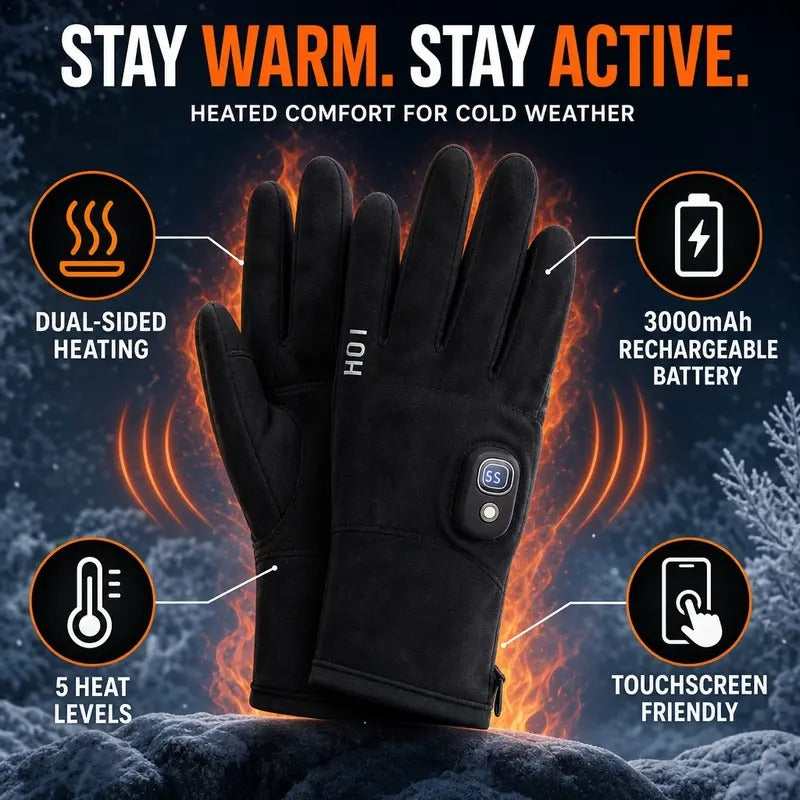 Mroace Rechargeable Heated Touchscreen Gloves With Adjustable Temperature