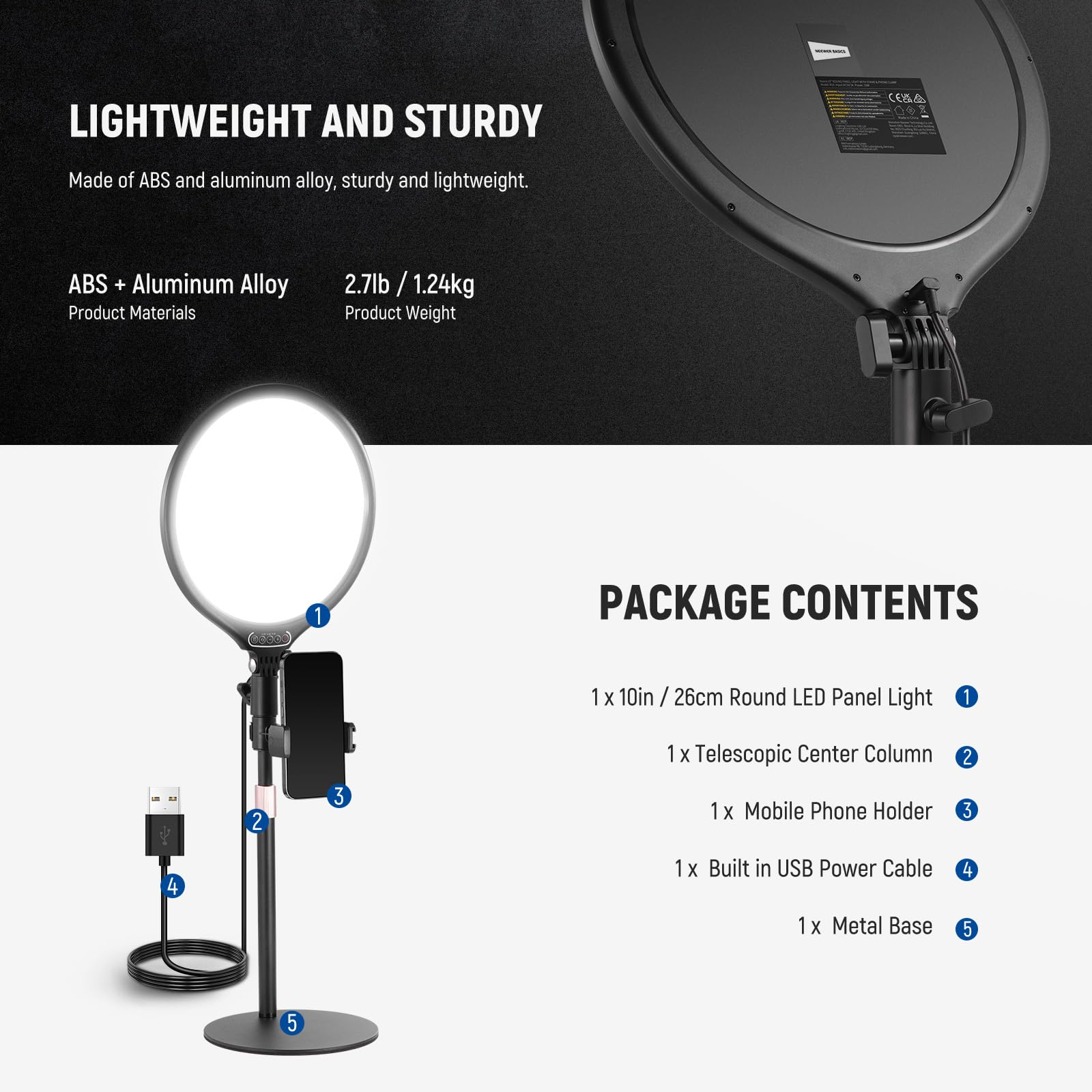 Mroace 10.5" Desk Ring Light