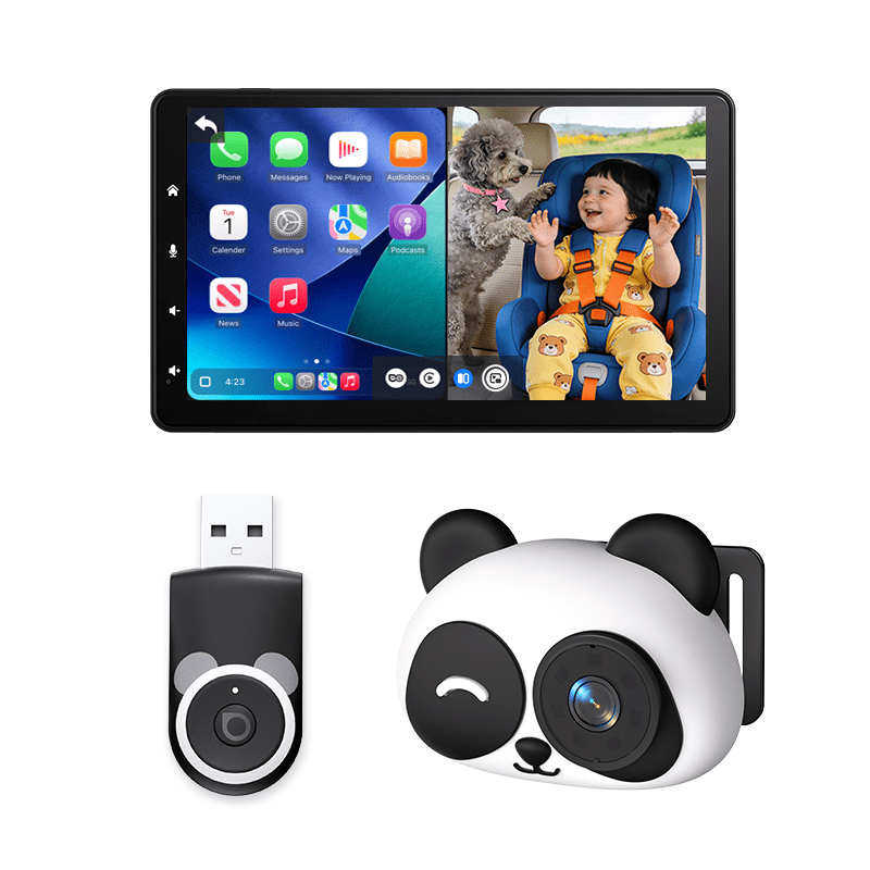 Mroace 1080P HD Baby Car Camera with Wireless CarPlay Adapter