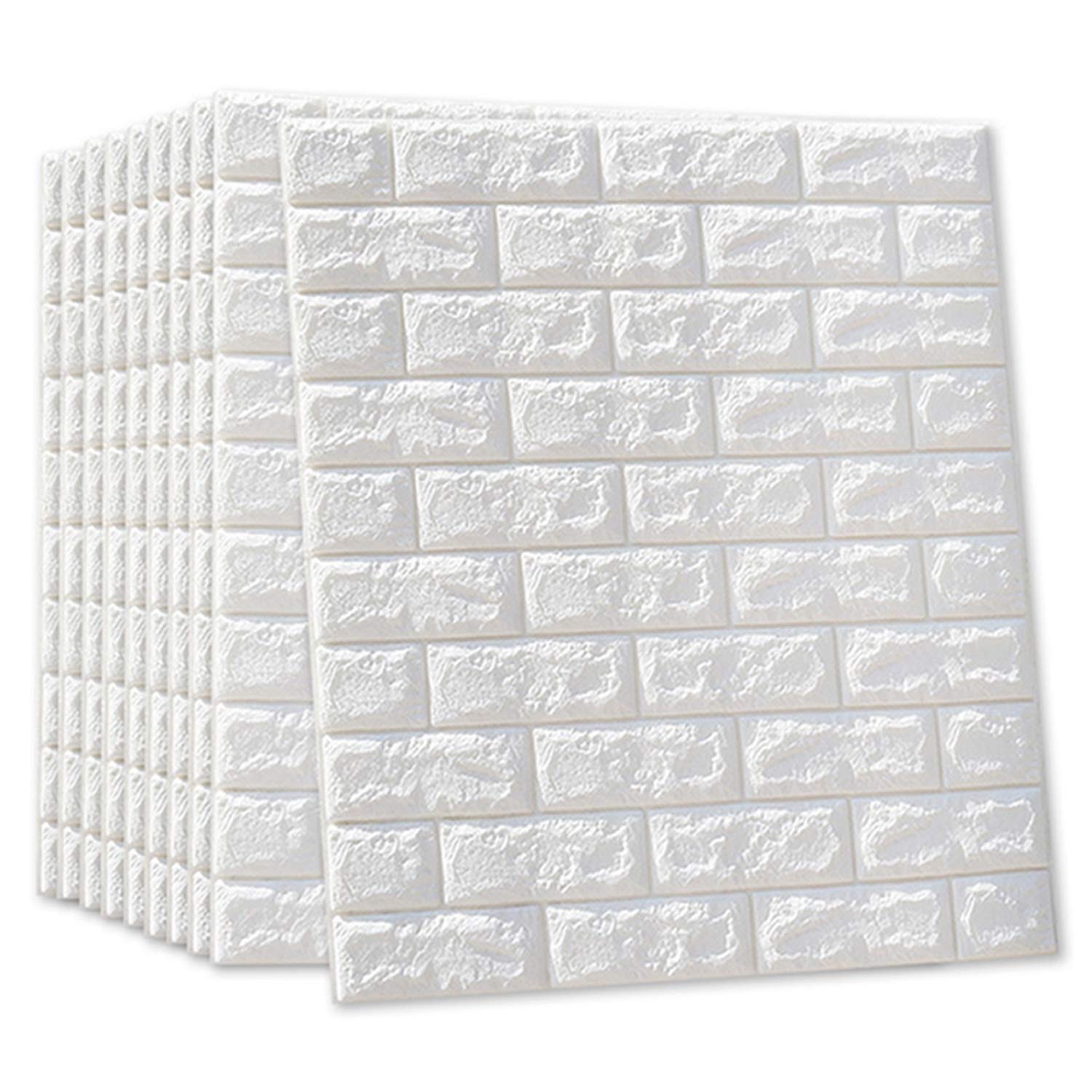 Mroace 10PCS Peel and Stick 3D Foam Brick Wall Panels