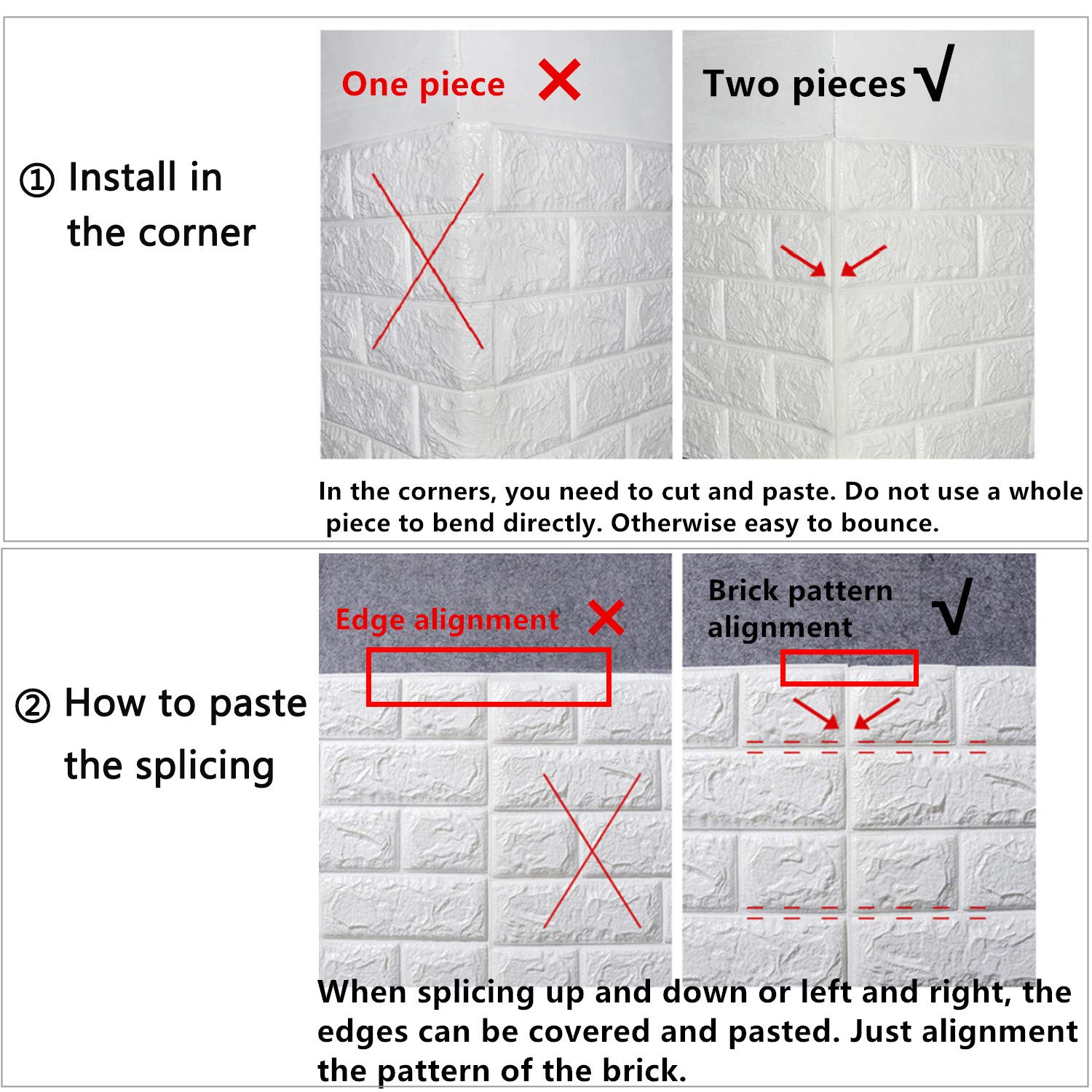 Mroace 10PCS Peel and Stick 3D Foam Brick Wall Panels