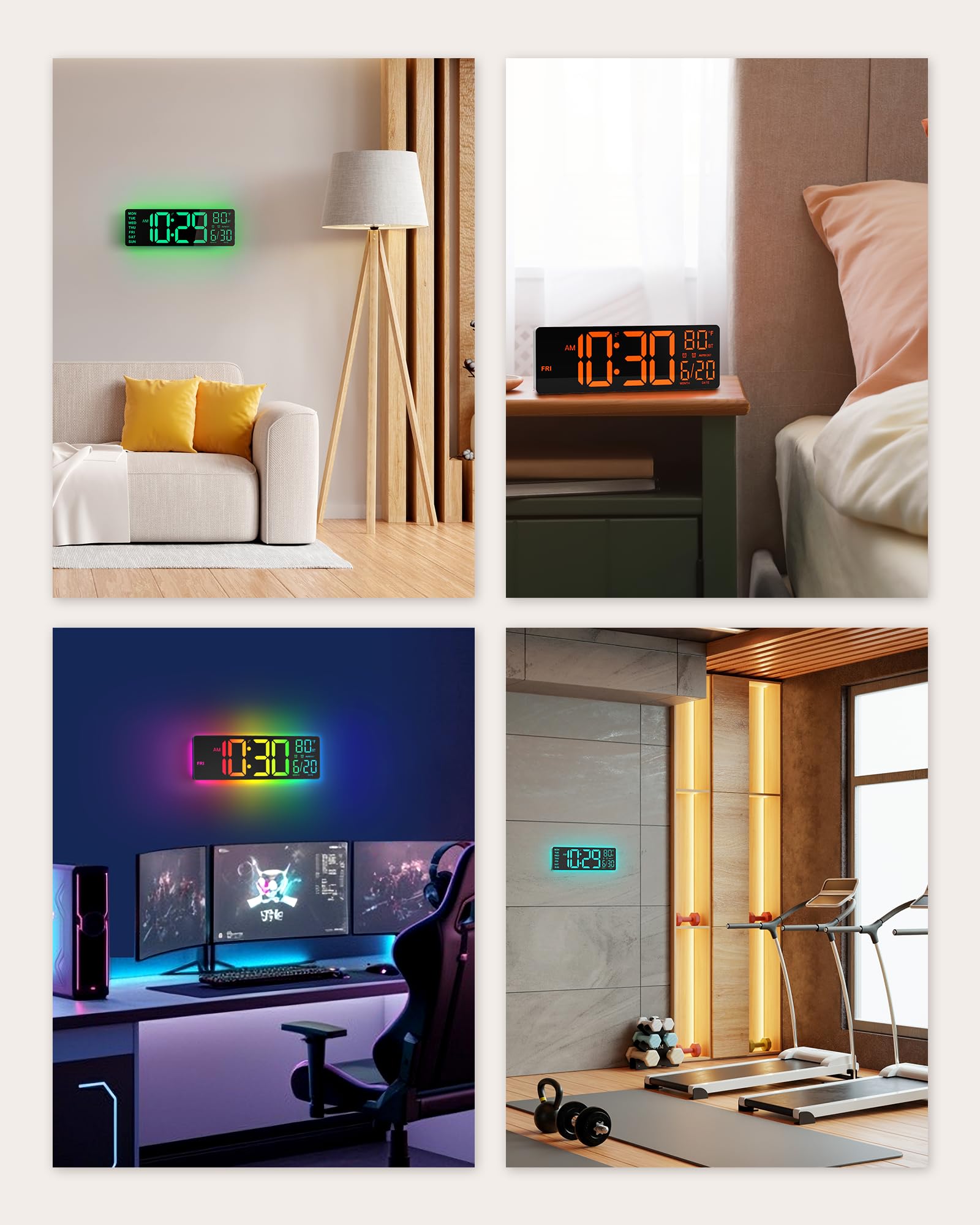 Mroace 12" Digital Wall Clock with LED