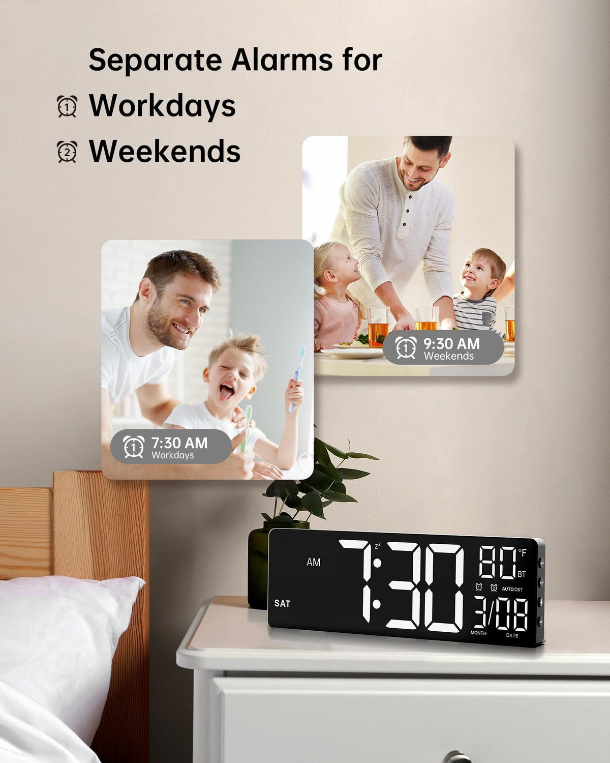 Mroace 12" Digital Wall Clock with LED
