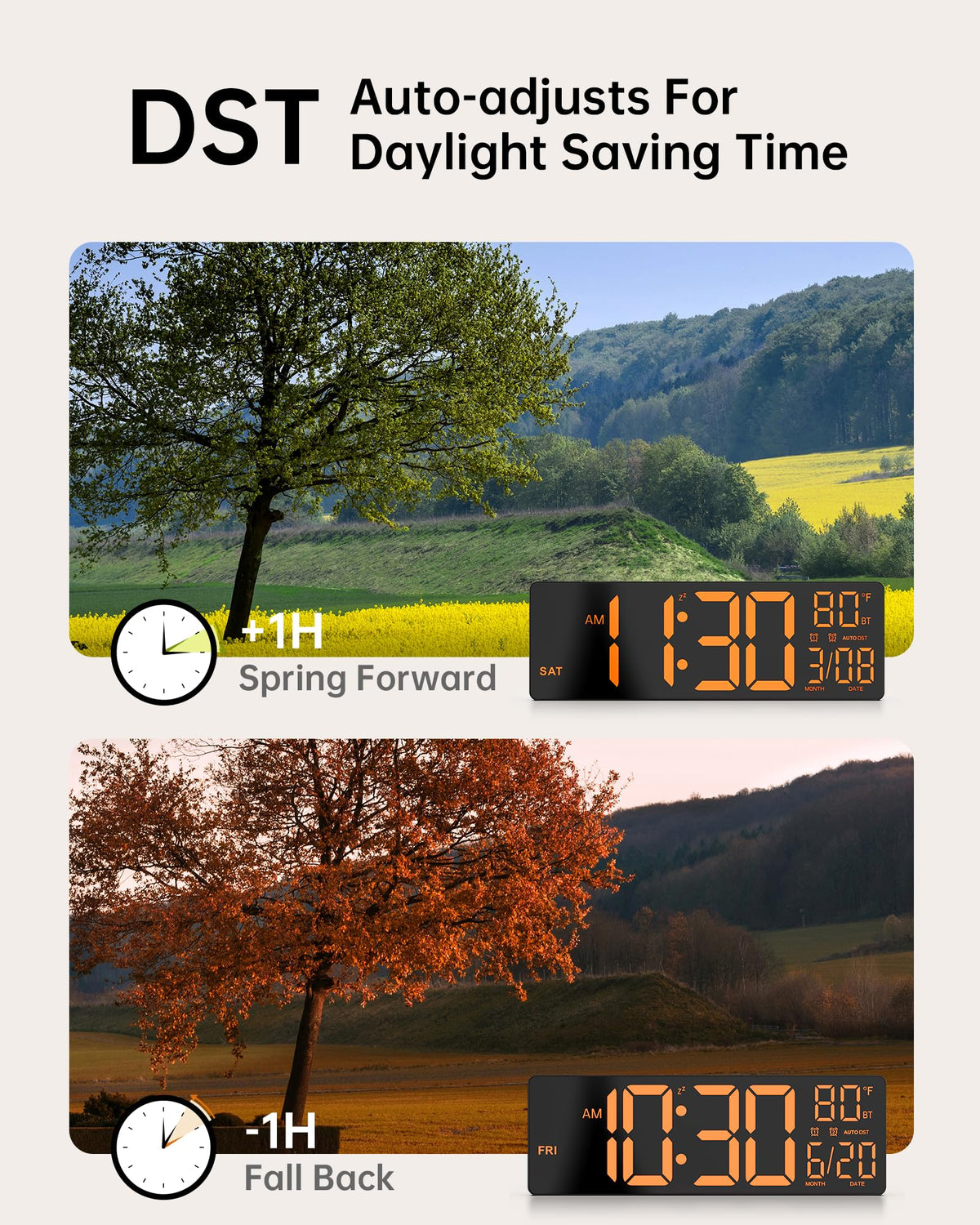 Mroace 12" Digital Wall Clock with LED