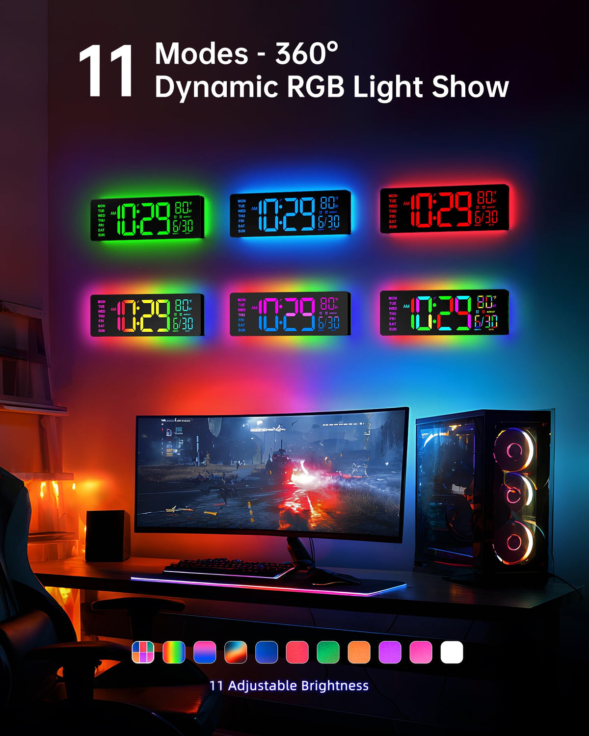 Mroace 12" Digital Wall Clock with LED