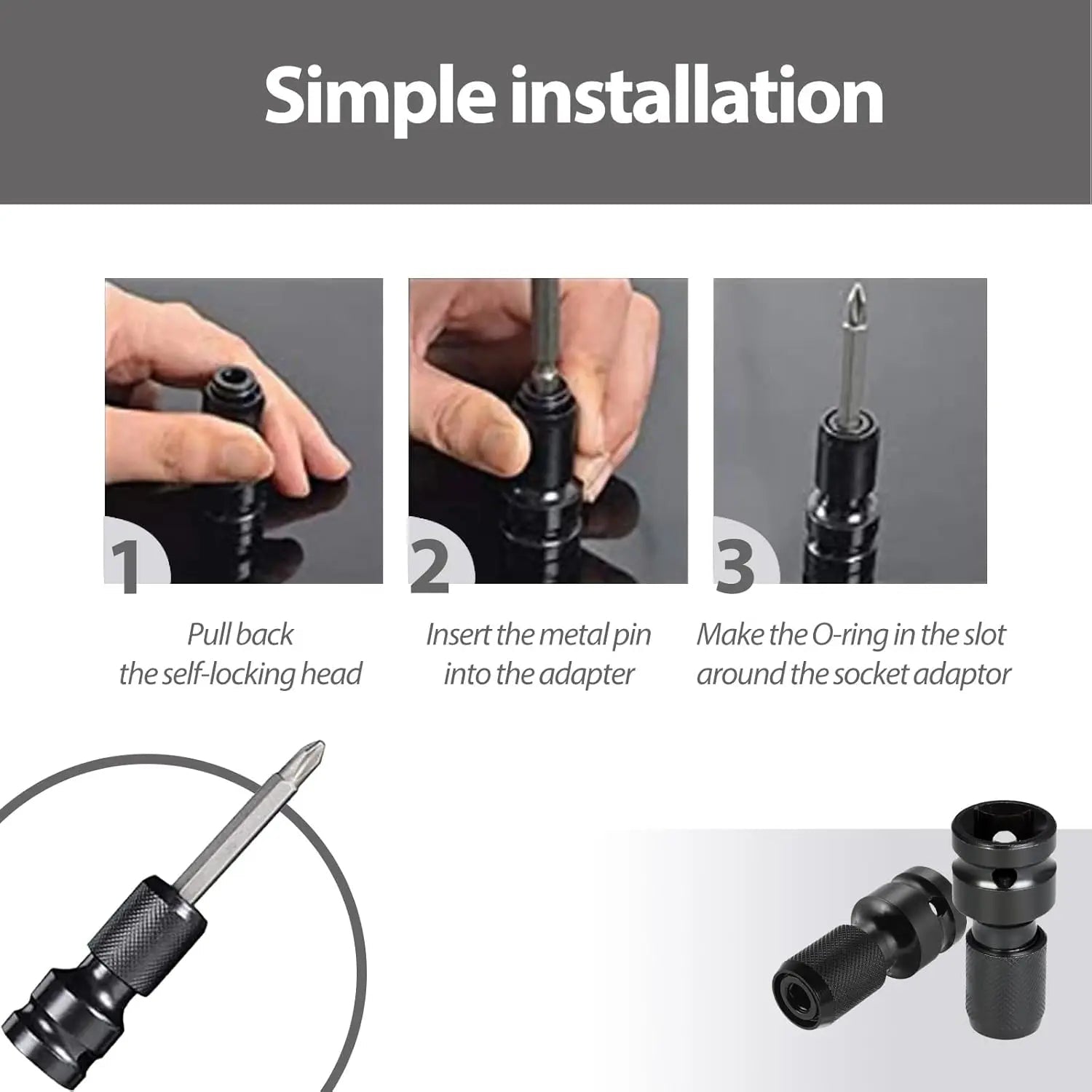 Mroace 1/2 to 1/4 Socket Adapter Converter Impact Wrench Drill Bit Set