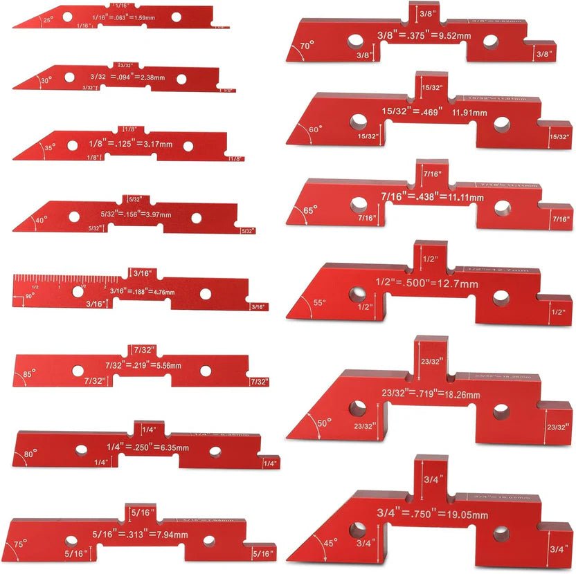 Mroace 14-Piece Precision Aluminum Setup Block Set for Woodworking
