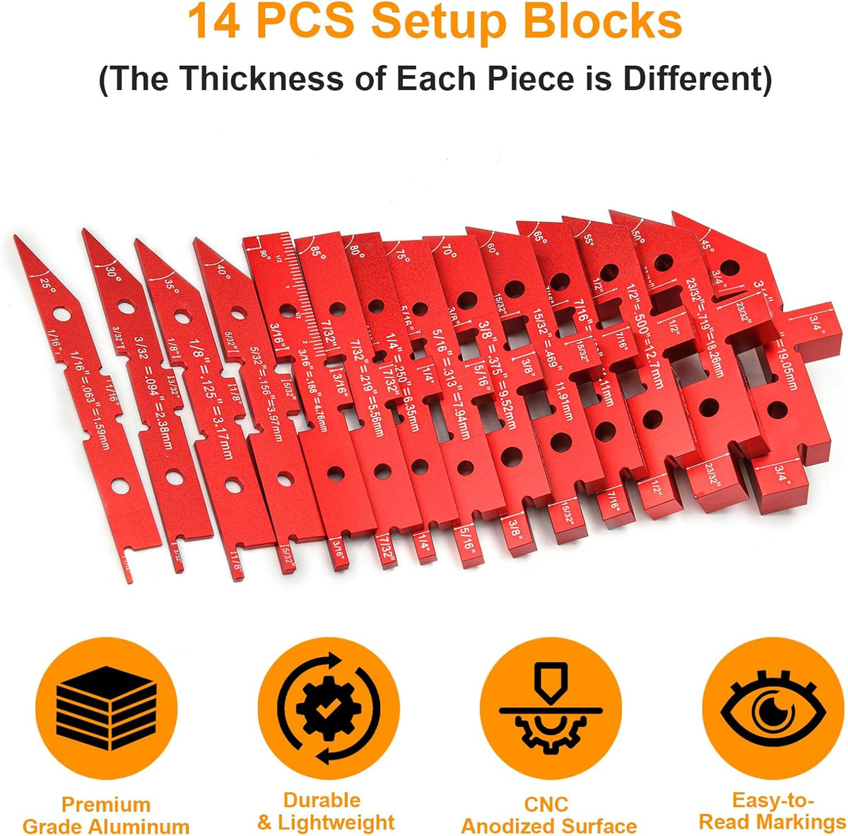 Mroace 14-Piece Precision Aluminum Setup Blocks🔥