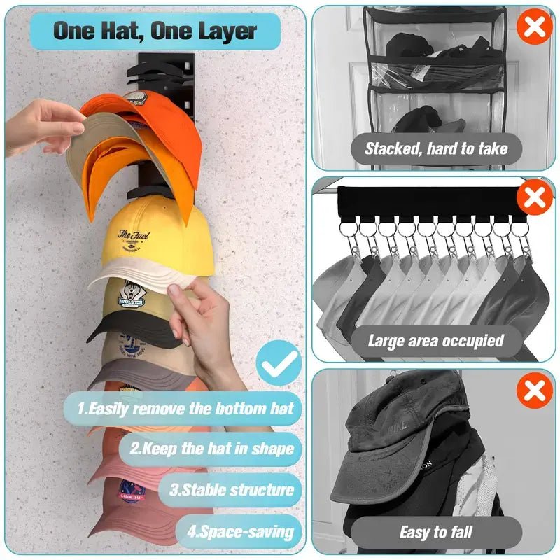 Mroace 2 Hat Organizer Wall Mounted Baseball Cap Rack