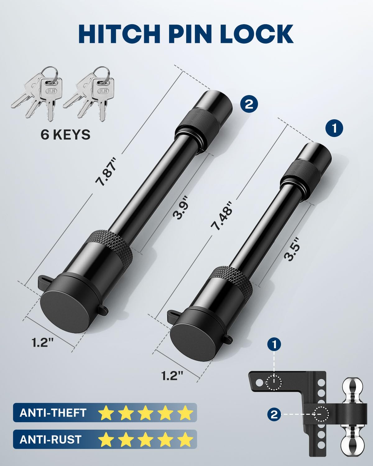 Mroace 2-in-1 Adjustable Trailer Hitch