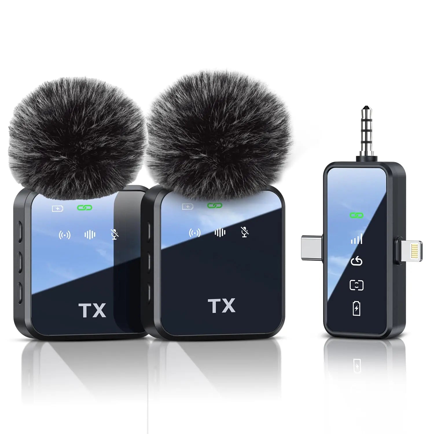 Mroace 2-Pack Wireless Lavalier Microphone for iPhone Android and Camera