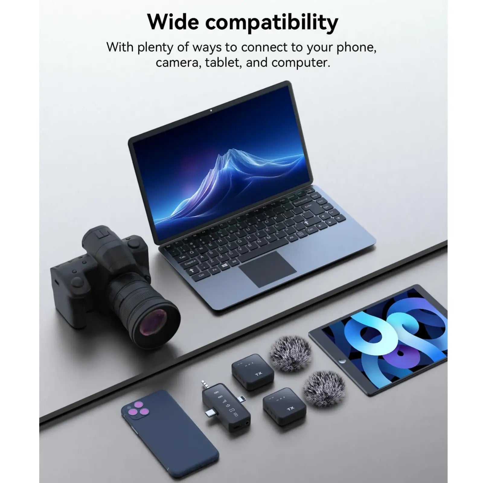 Mroace 2-Pack Wireless Lavalier Microphone for iPhone Android and Camera