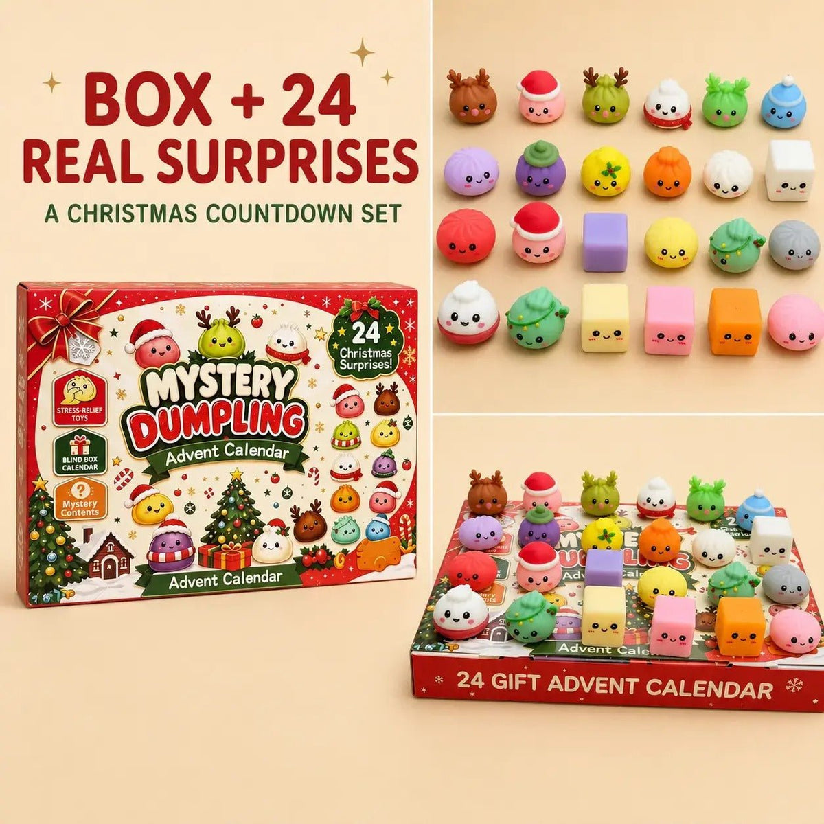 Mroace 24-Day Christmas Mini Squishies Advent Calendar