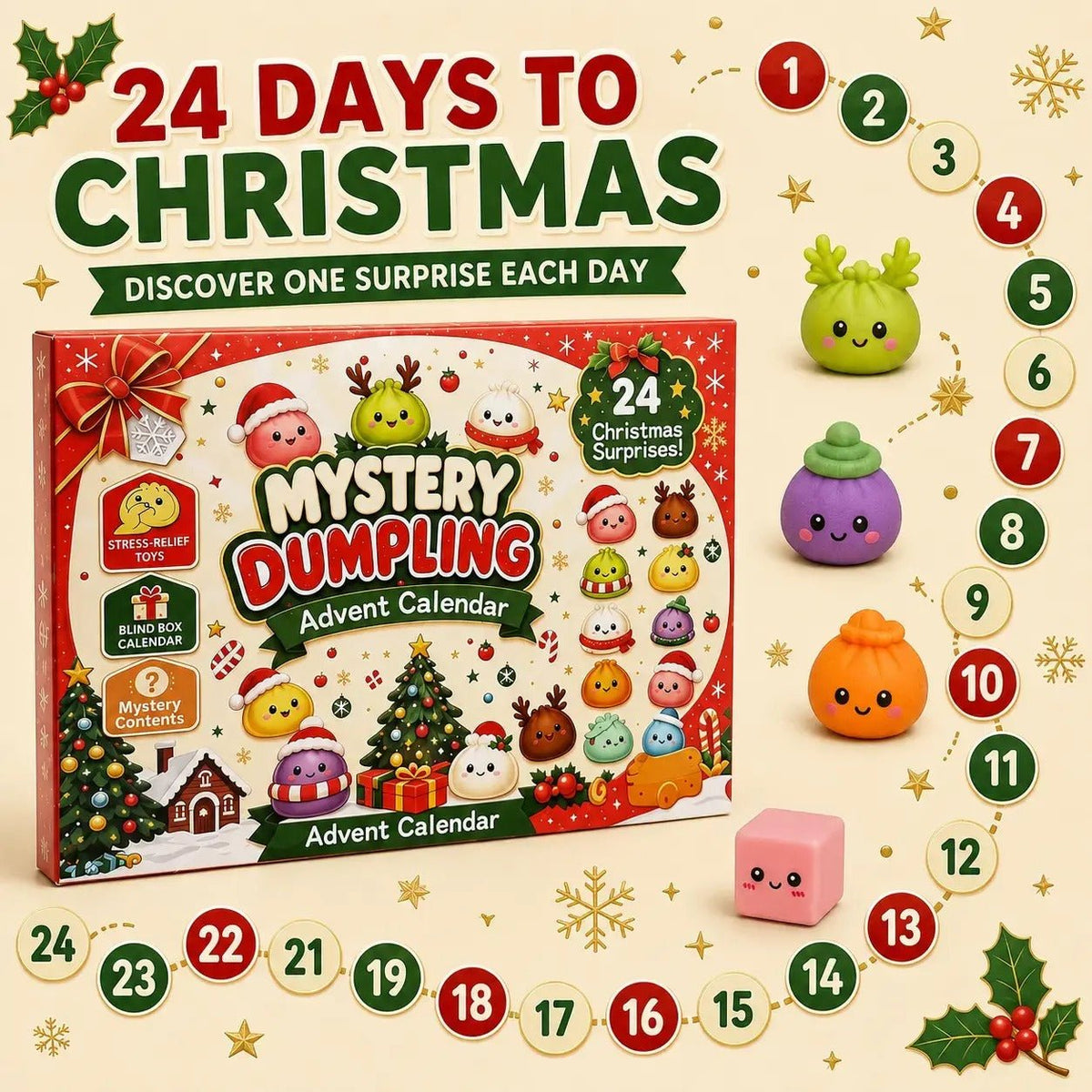Mroace 24-Day Christmas Mini Squishies Advent Calendar
