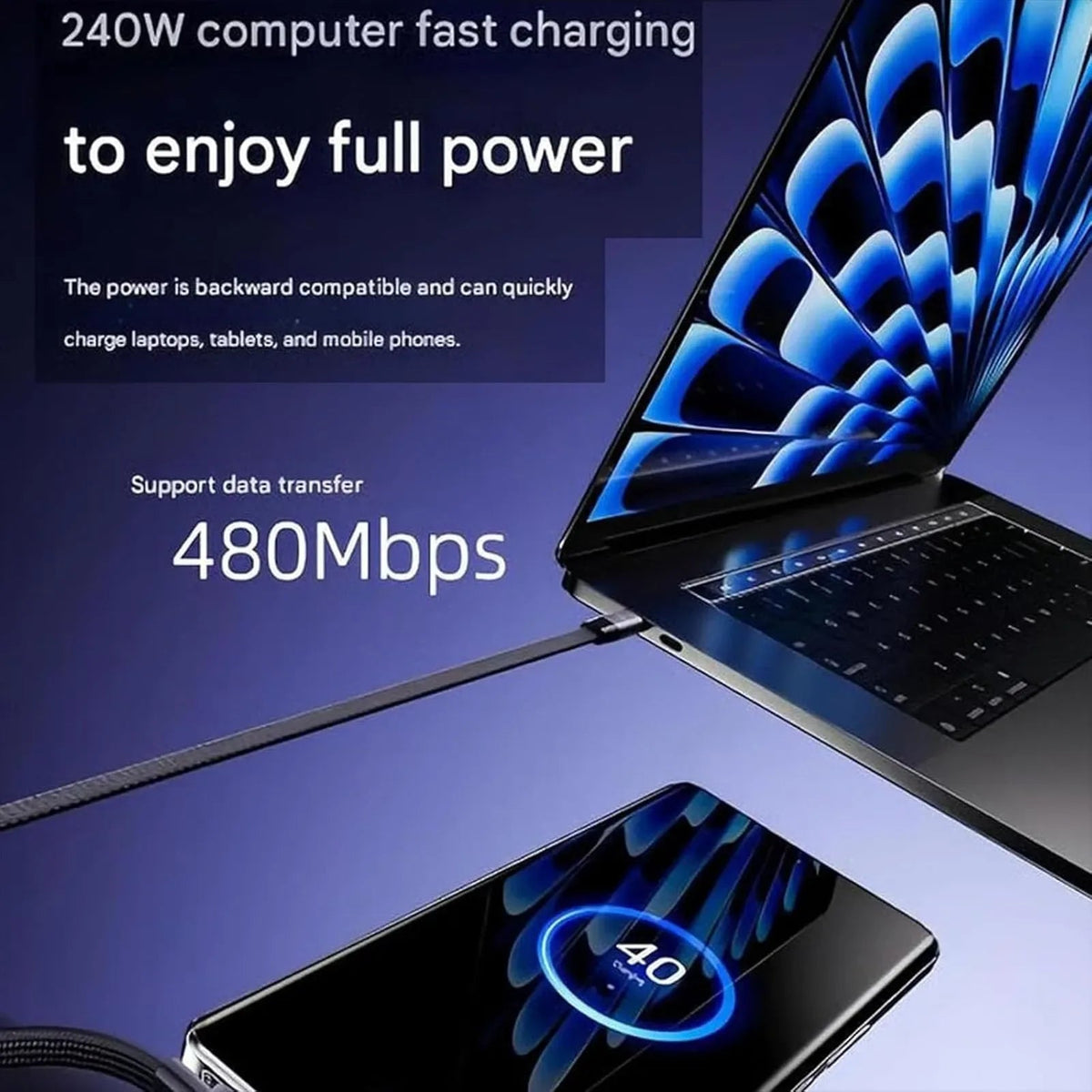 Mroace 240W Fast-Charging 2-in-1 Stand Hidden Cable - MROACE