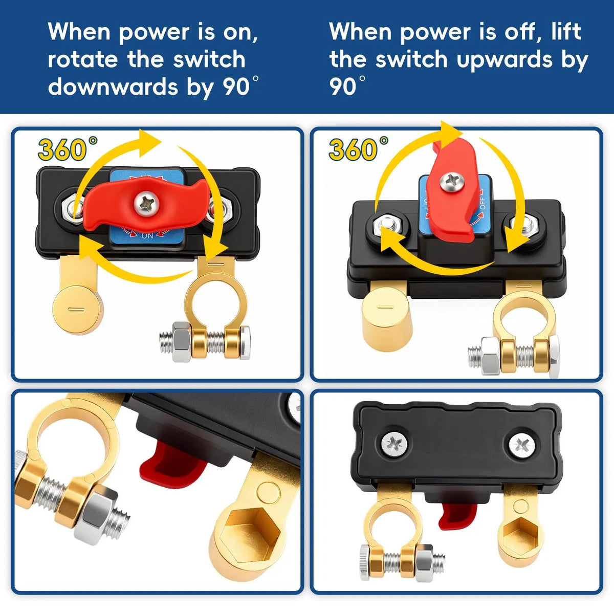 Mroace 2PCS Car Battery Disconnect Switch Set