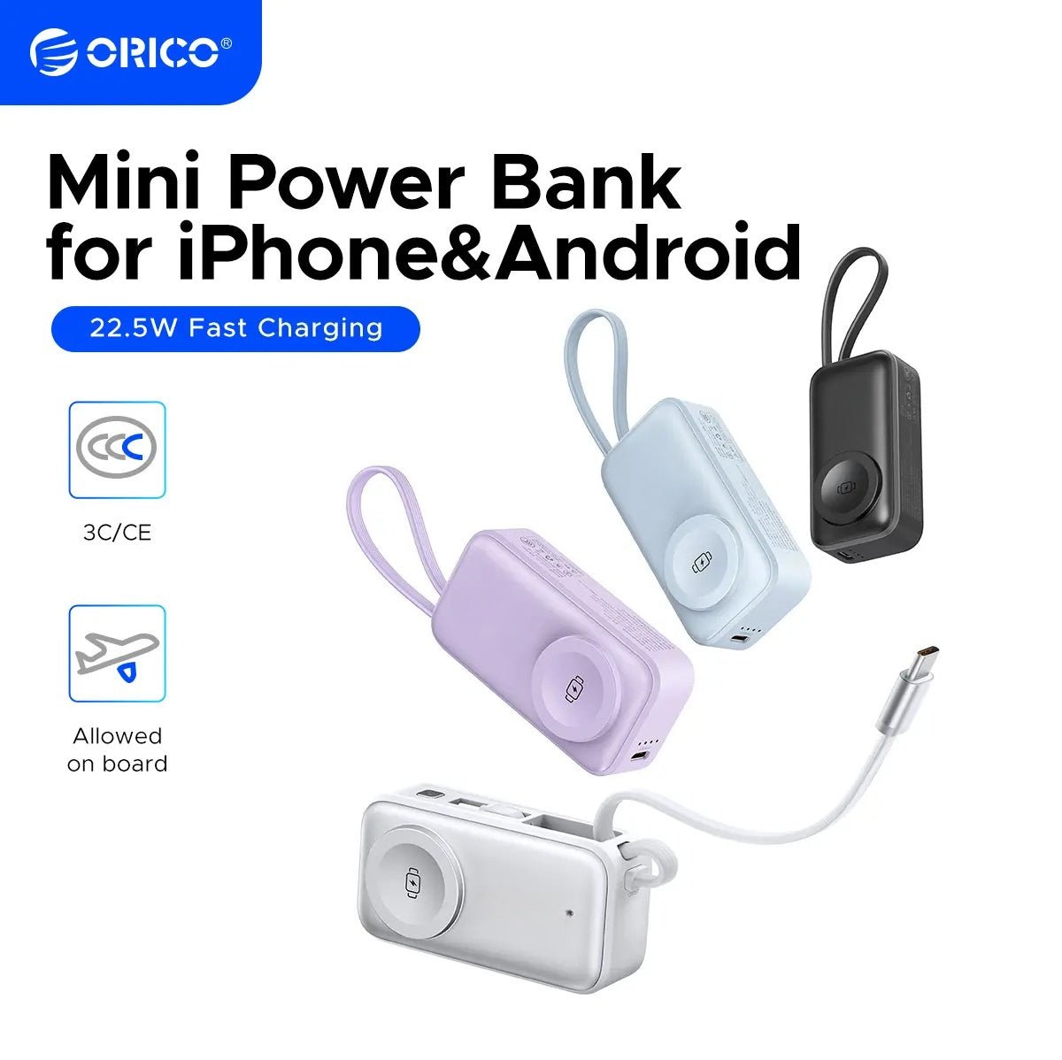 Mroace 3-in-1 Folding Chargeable Portable Power Bank