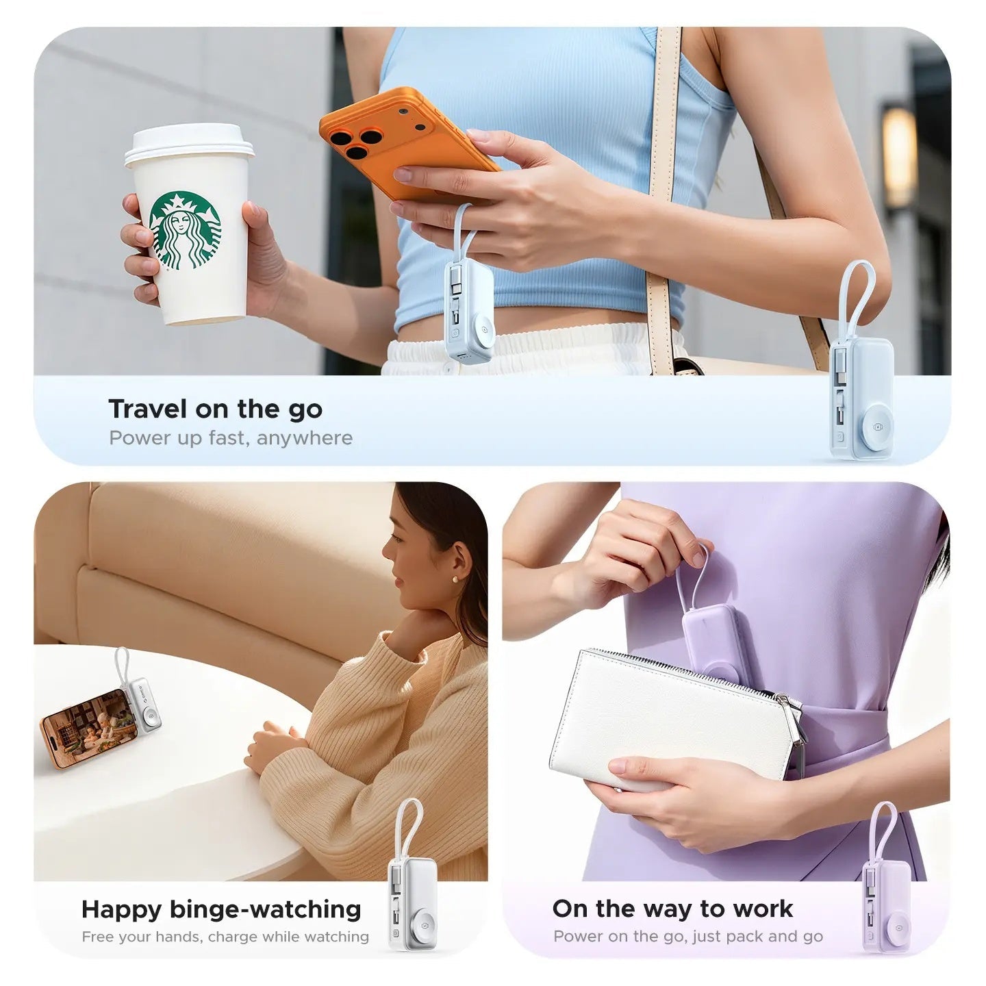 Mroace 3-in-1 Folding Chargeable Portable Power Bank