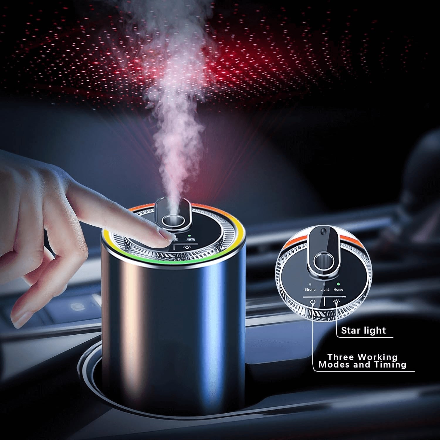 Mroace 3-in-1 RGB Starry-Sky Car Aromatherapy Diffuser