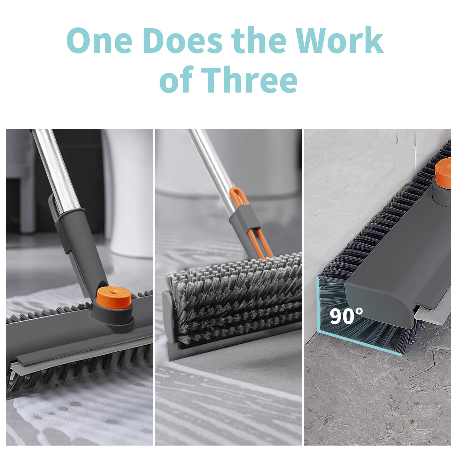 Mroace 3 in 1 Scrape  Floor Scrub Brush
