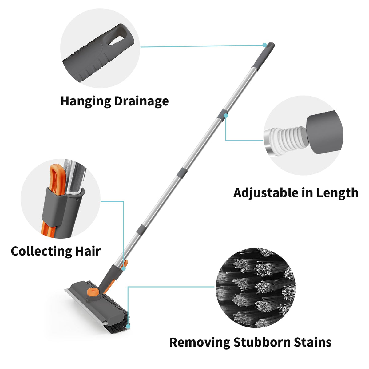 Mroace 3 in 1 Scrape  Floor Scrub Brush