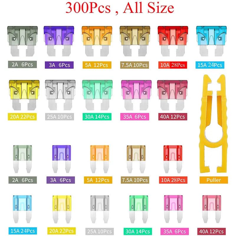 Mroace 300PCS Automotive Blade Fuse Assortment Kit with Fuse Puller