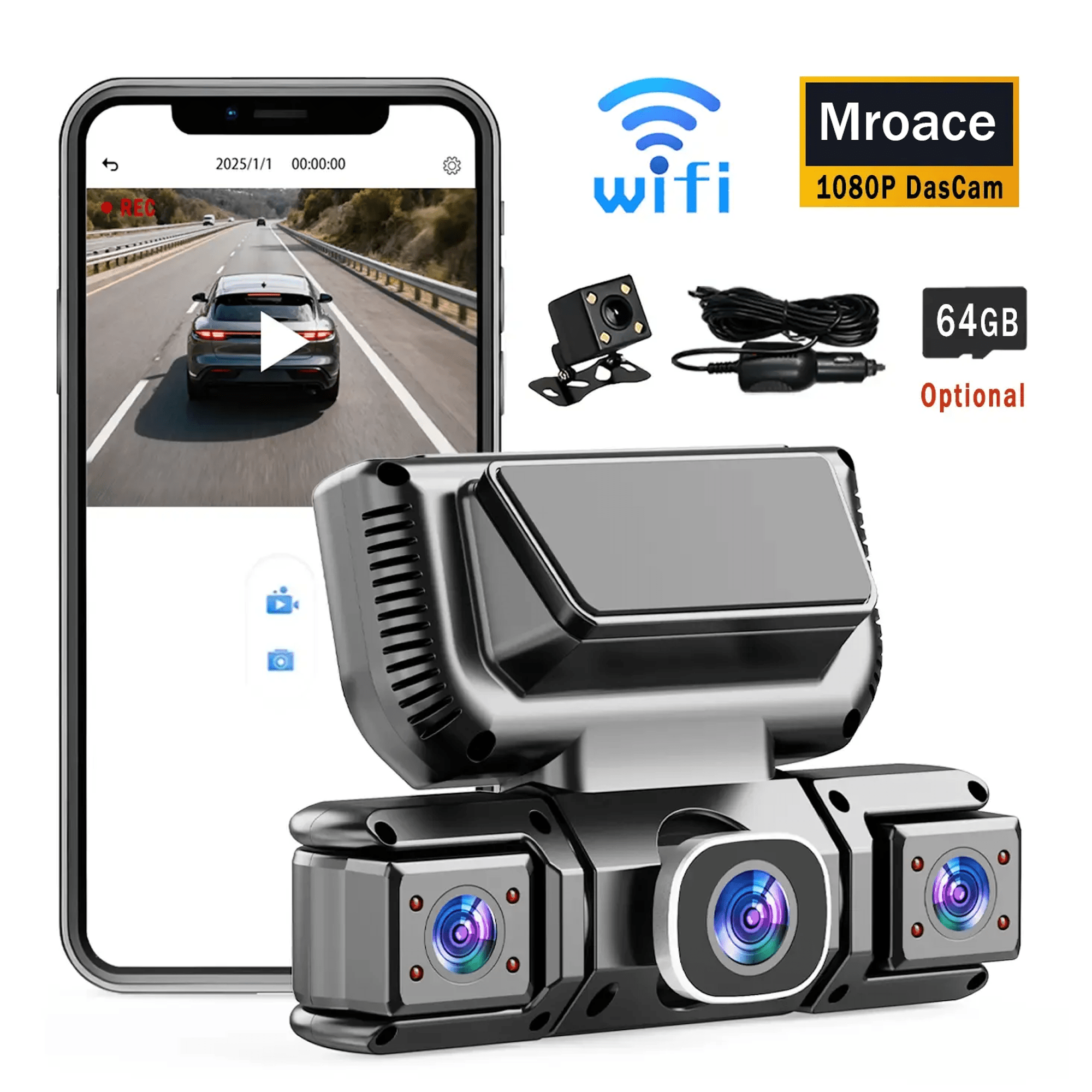 Mroace 360 Degree View 4 Channel Dash Cam