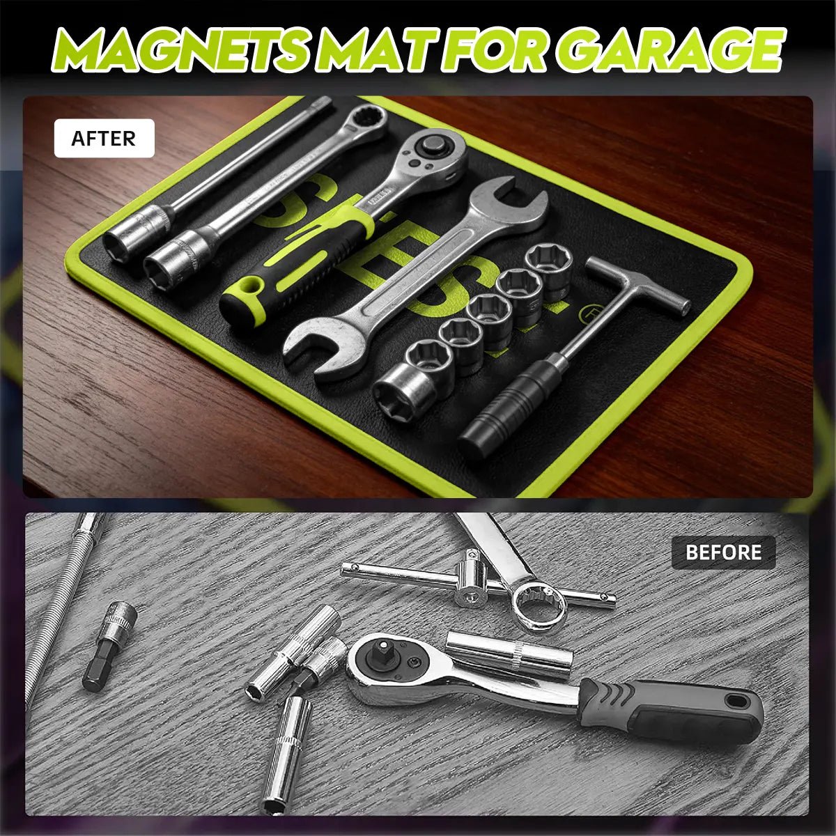 Mroace 3PCS Flexible Magnetic Tool Mat and Tray Set