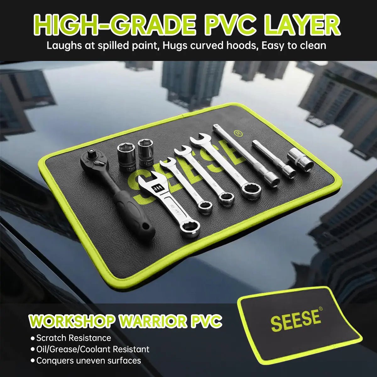 Mroace 3PCS Flexible Magnetic Tool Mat and Tray Set