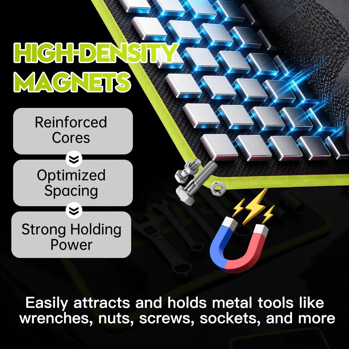 Mroace 3PCS Flexible Magnetic Tool Mat and Tray Set