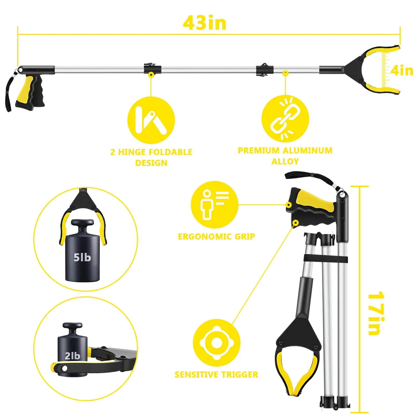 Mroace 43" Extra Long Grabber Reacher Tool