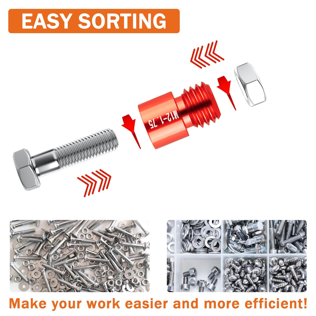Mroace 44PCS Nut and Bolt Thread Checker